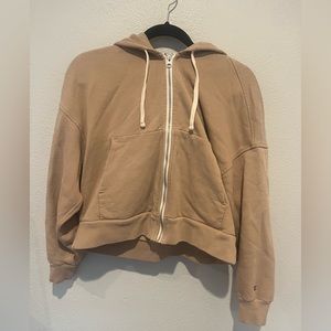 LIKE NEW Everlane Cropped Zip Up Hoodie in Brown Sugar